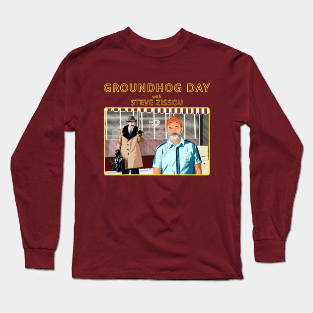 Groundhog Day with Steve Zissou Long Sleeve T-Shirt by PlaidDesign